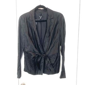 EILEEN FISHER Steel Thread Satin Notch Collar Tie Front Jacket